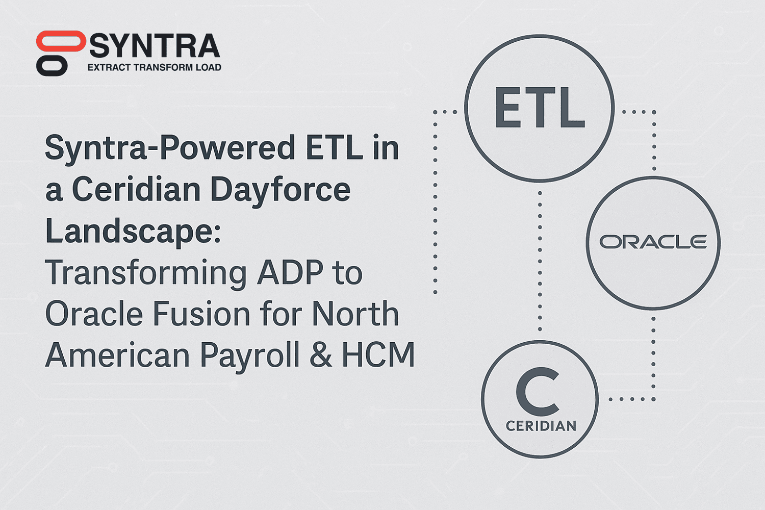 Syntra-Powered ETL in a Ceridian Dayforce Landscape: Transforming ADP to Oracle Fusion for North American Payroll & HCM